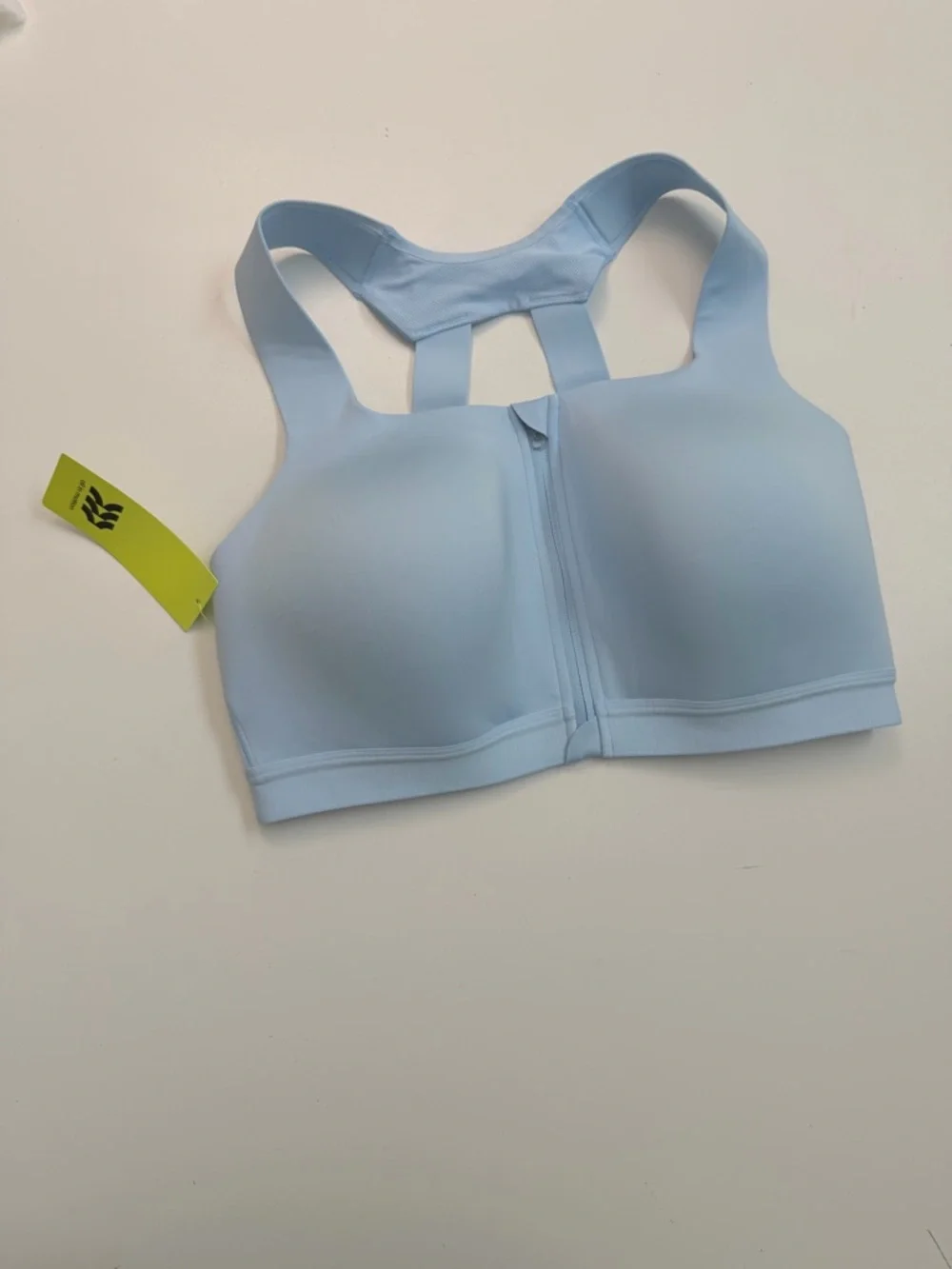 All In Motion Sports Bra High Support Impact Front Closure Zip Light Baby Blue